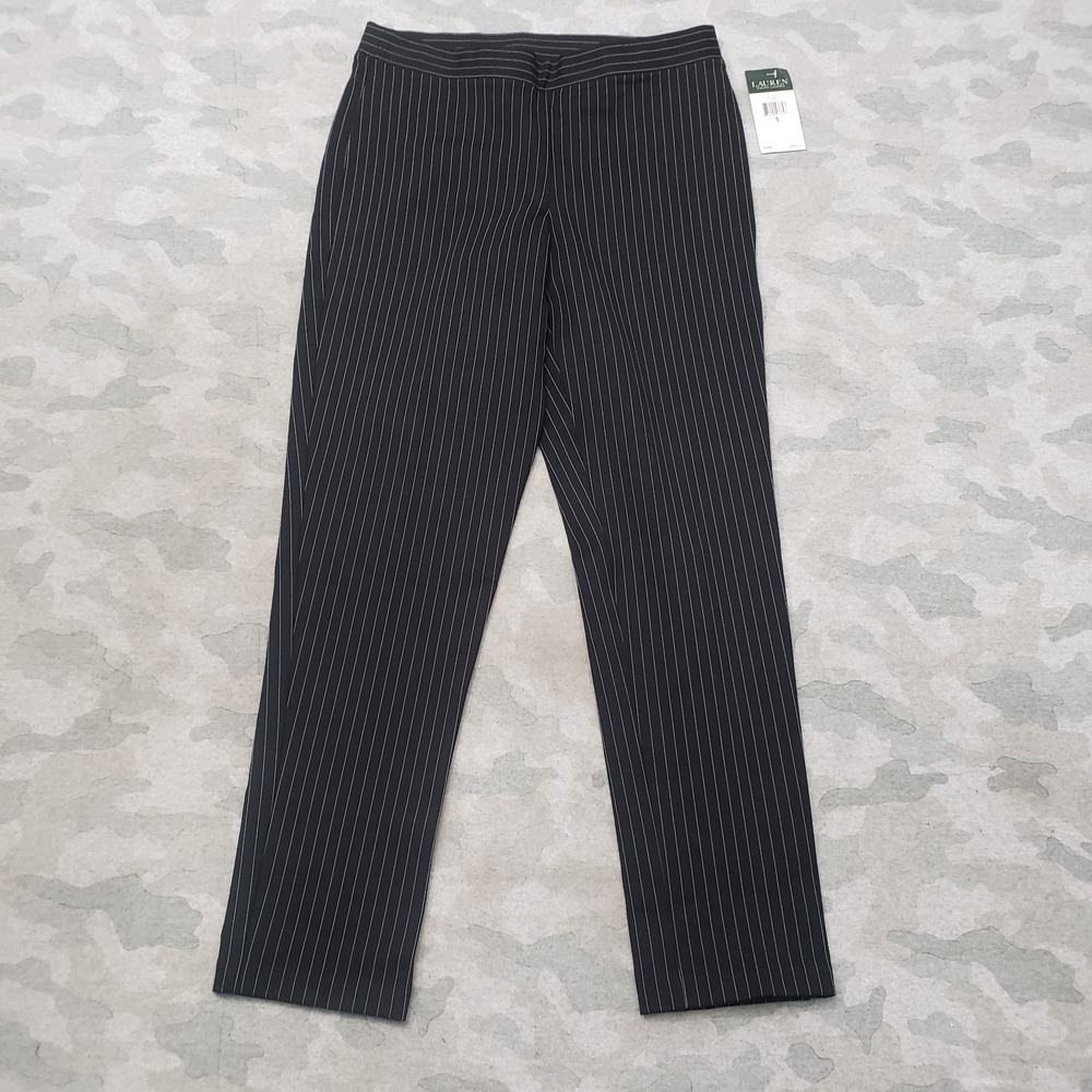 Lauren Ralph Lauren Pants Womens Small Black‎ Pin Striped Pull On NWT